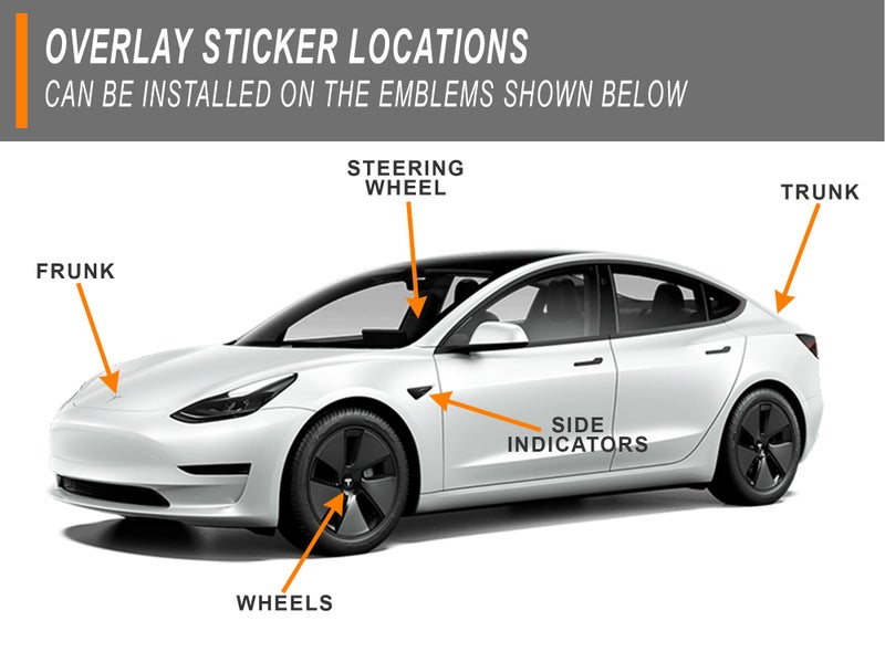 Custom Cut Graphics Logo Decal Overlay Stickers for Tesla Model 3 (2017 to 2023), Standard Wrap, 11-pc Set (Gloss Red) - Image 4
